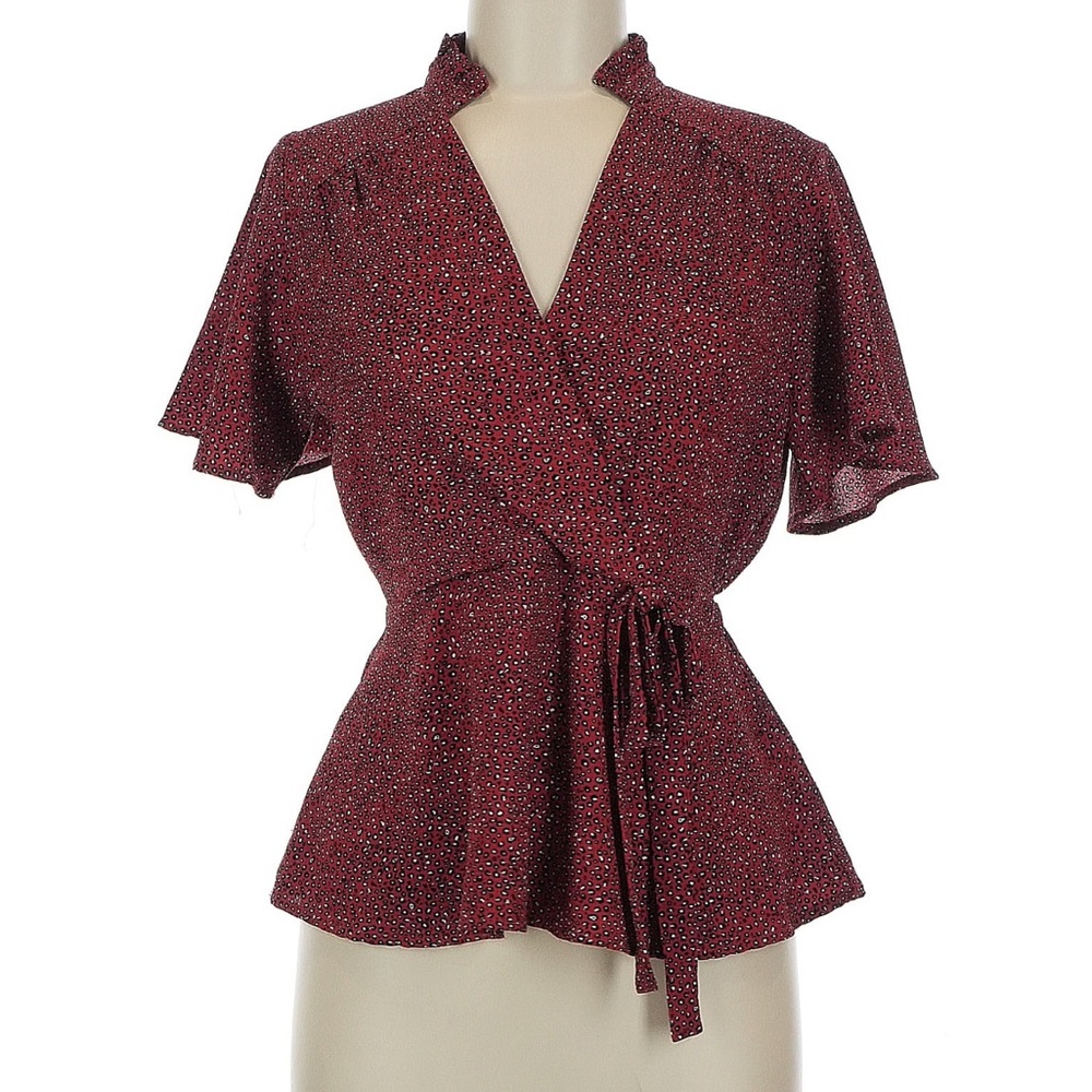 Monteau Burgundy Wrap Blouse